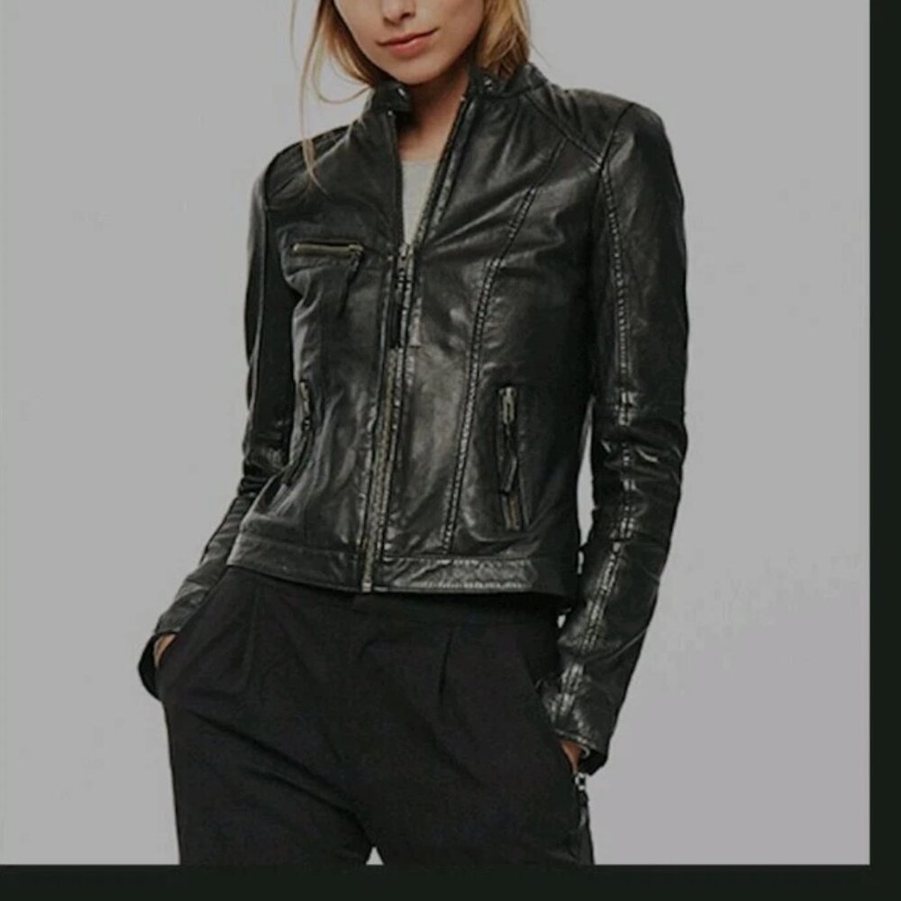 mbyM Real Leather VESLA VENICE JACKET UK Size M Green .